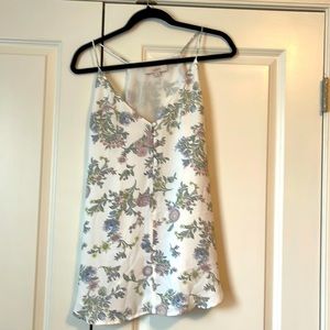 Loft Ivory and floral button front flowy top